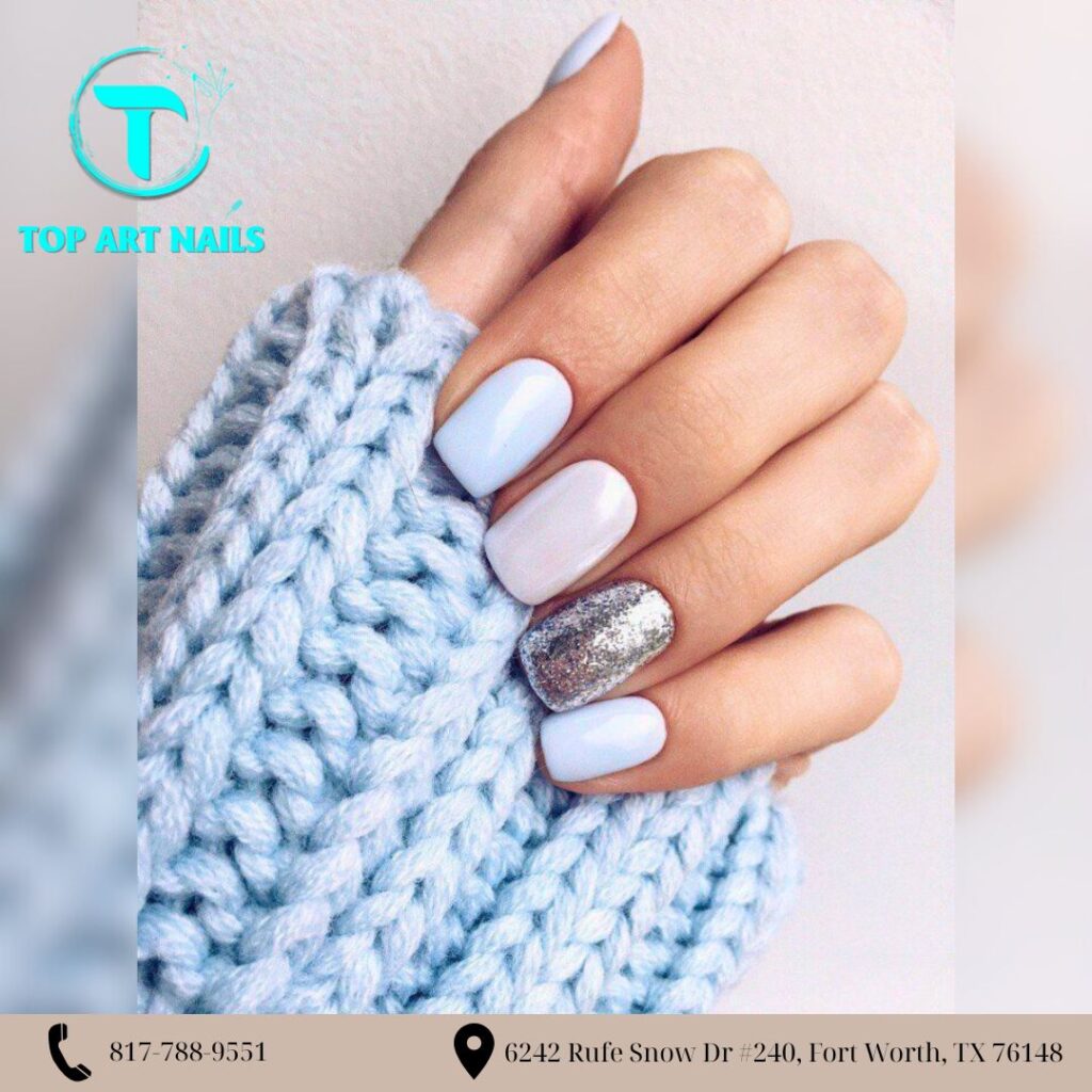 Classic manicure with natural nail polish at nail salon 76148