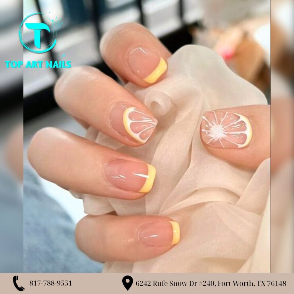 Elegant French manicure with white tips at nail salon 76148